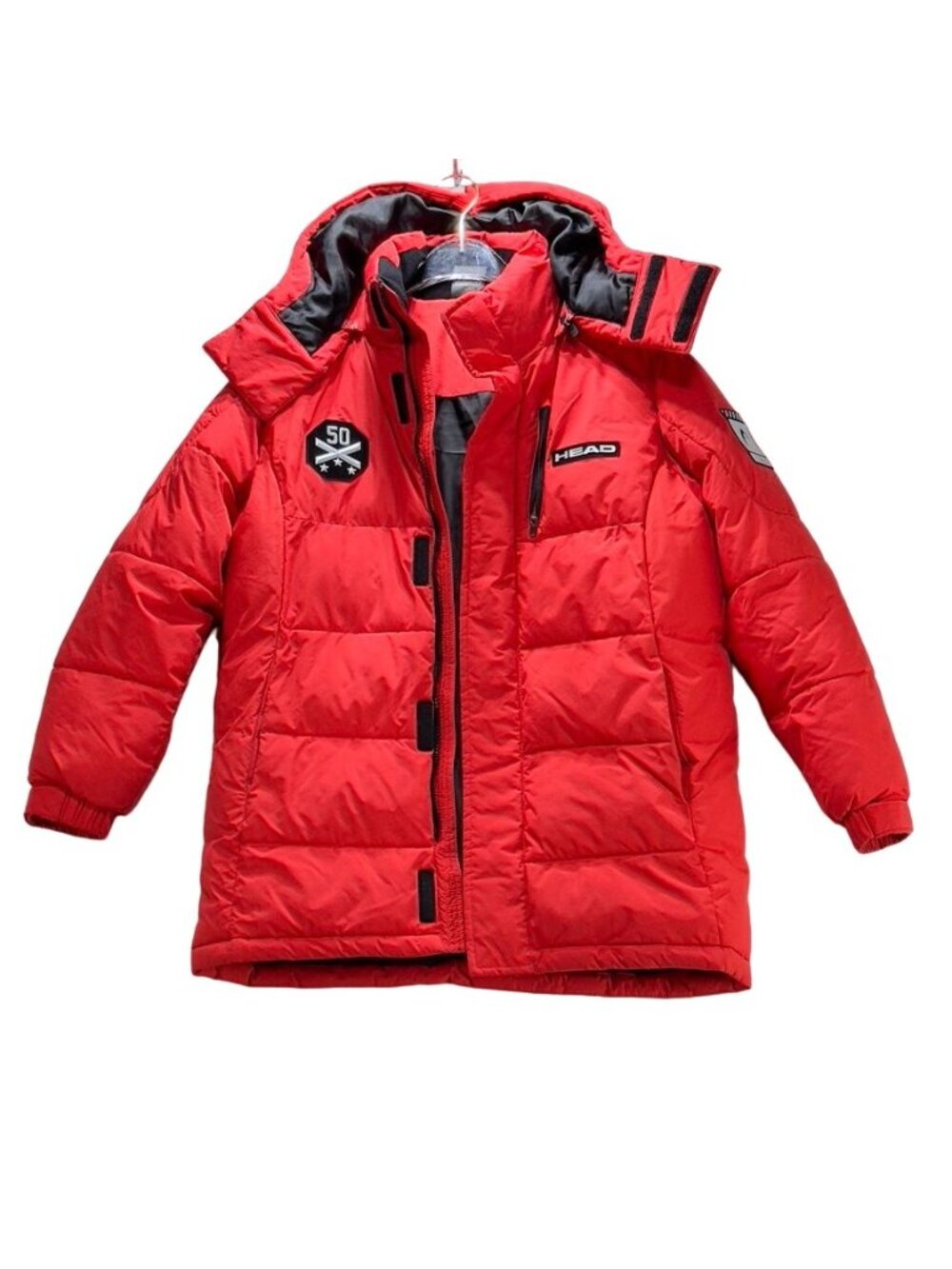 Head Ski Jacket Award Red Puffer Full Zip Hoodie Nylon Polyester Filled Kids Uni - Picture 8 of 8